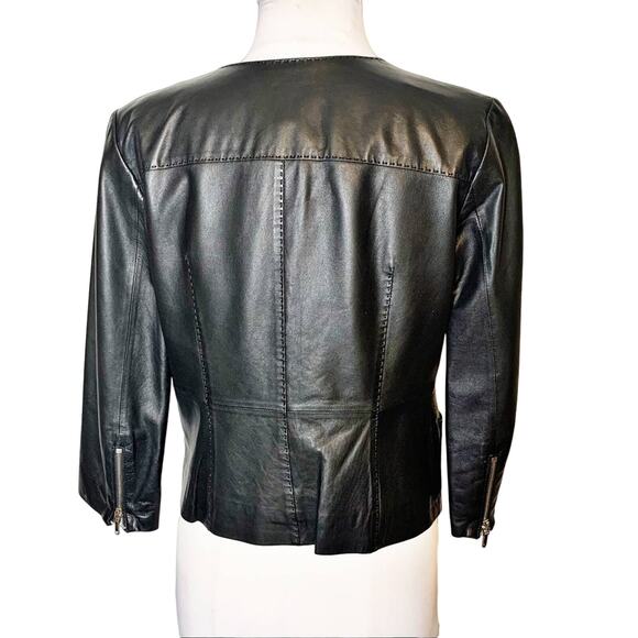 Tory Burch leather moto style jacket black sz 4 - Picture 8 of 9